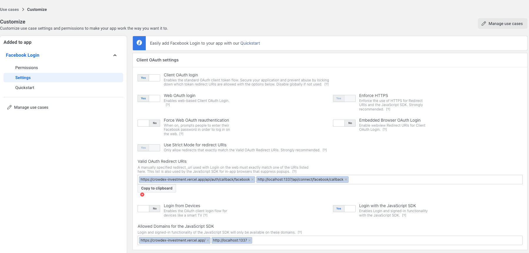 Facebook OAuth Client