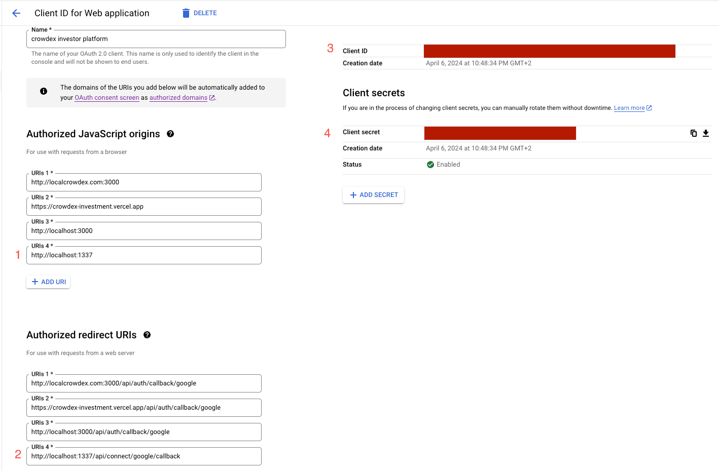 Google OAuth Client